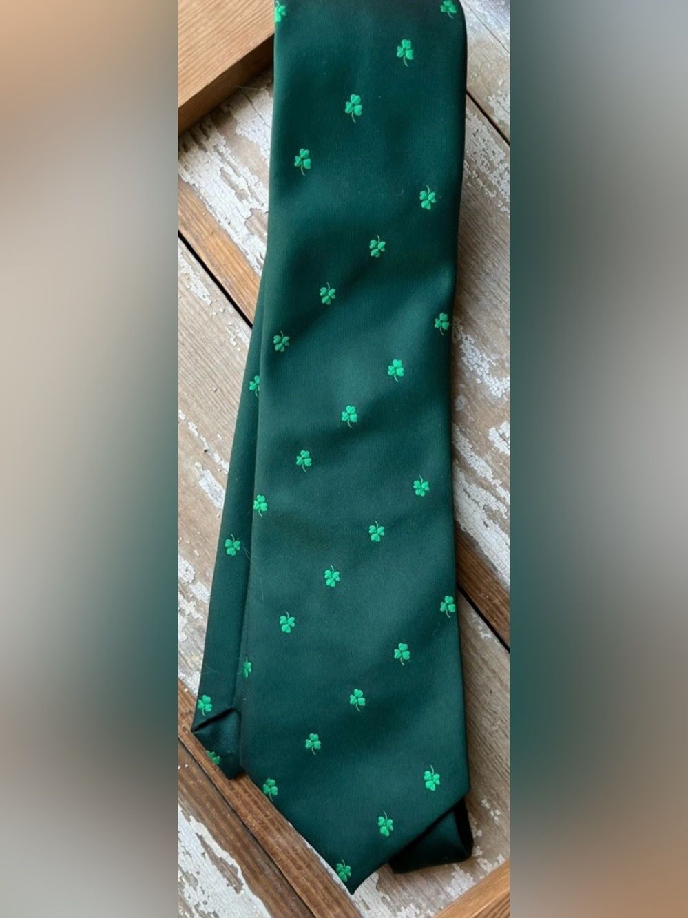 Connemara Ties Ireland Dark Green with Shamrock Pattern